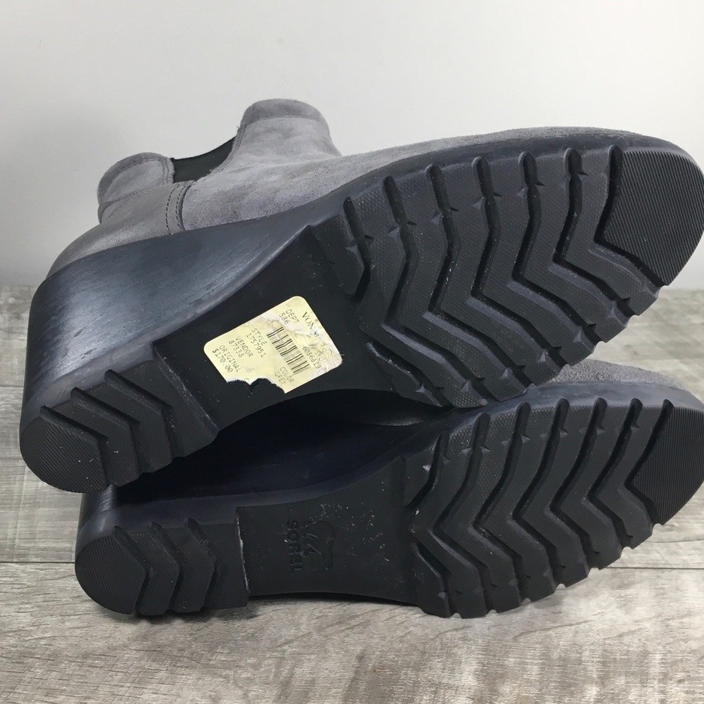 Sorel Women's NL2566 After Hours Chelsea Gray Leather Waterproof Bootie Boots 9 - Picture 5 of 10